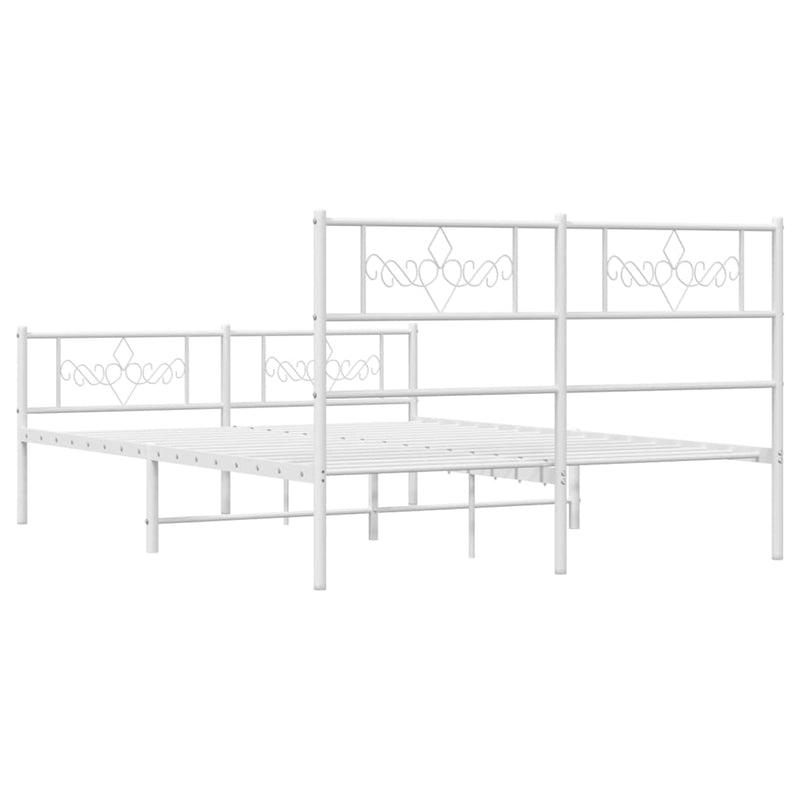 Metal Bed Frame without Mattress with Footboard White 150x200 cm