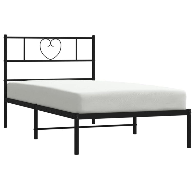 Metal Bed Frame without Mattress with Headboard Black 90x190 cm