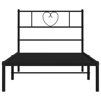 Metal Bed Frame without Mattress with Headboard Black 90x190 cm