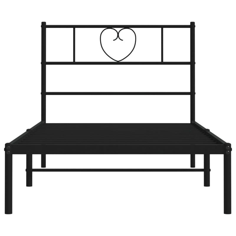 Metal Bed Frame without Mattress with Headboard Black 90x190 cm