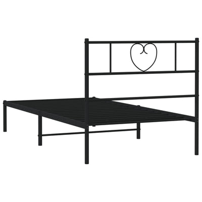 Metal Bed Frame without Mattress with Headboard Black 90x190 cm