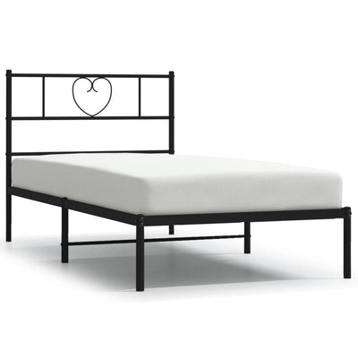 Metal Bed Frame without Mattress with Headboard Black 107x203 cm King Single