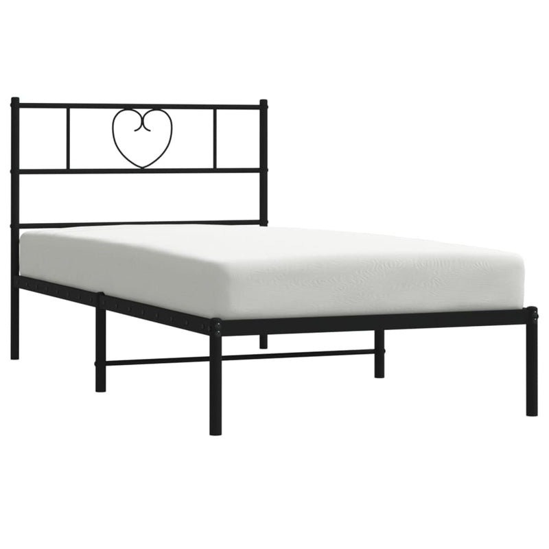 Metal Bed Frame without Mattress with Headboard Black 107x203 cm King Single