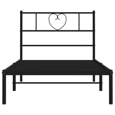 Metal Bed Frame without Mattress with Headboard Black 107x203 cm King Single