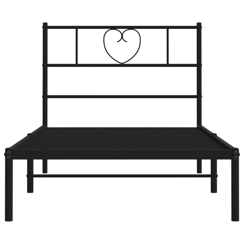 Metal Bed Frame without Mattress with Headboard Black 107x203 cm King Single