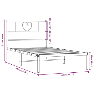 Metal Bed Frame without Mattress with Headboard Black 107x203 cm King Single