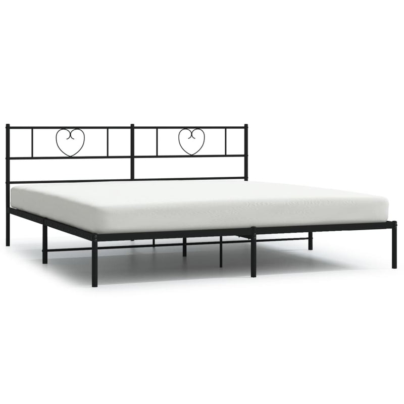 Metal Bed Frame without Mattress with Headboard Black 183x203 cm King