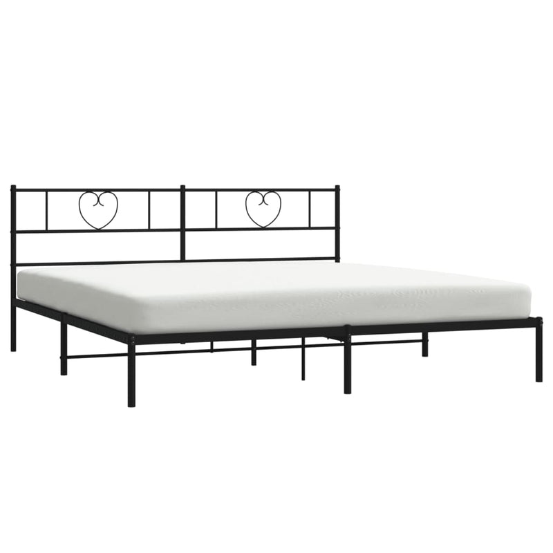 Metal Bed Frame without Mattress with Headboard Black 183x203 cm King