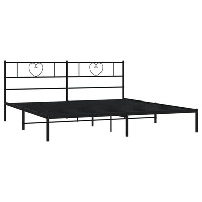 Metal Bed Frame without Mattress with Headboard Black 183x203 cm King