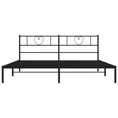 Metal Bed Frame without Mattress with Headboard Black 183x203 cm King