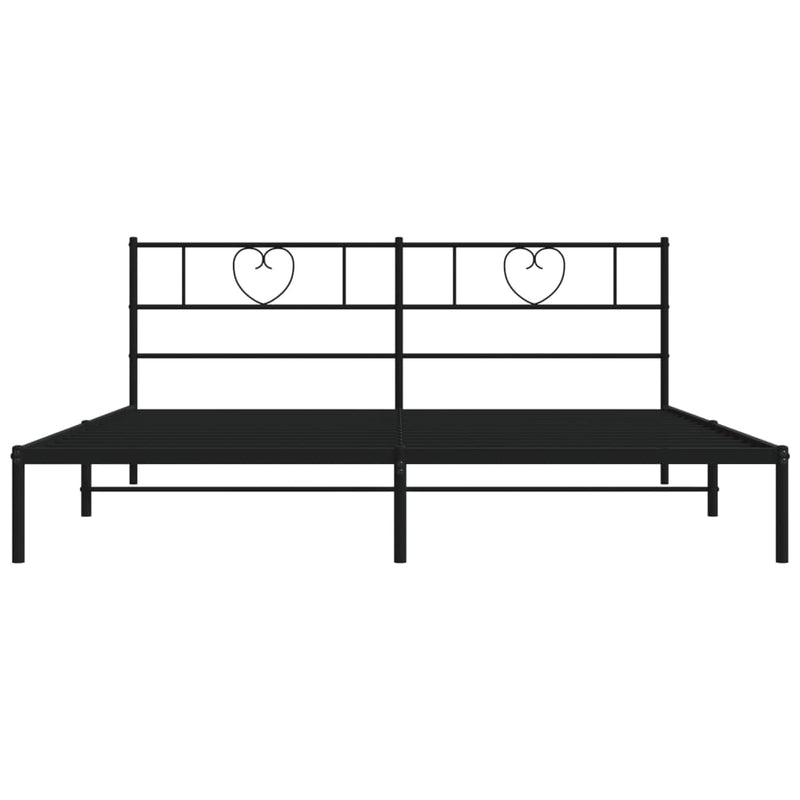 Metal Bed Frame without Mattress with Headboard Black 183x203 cm King