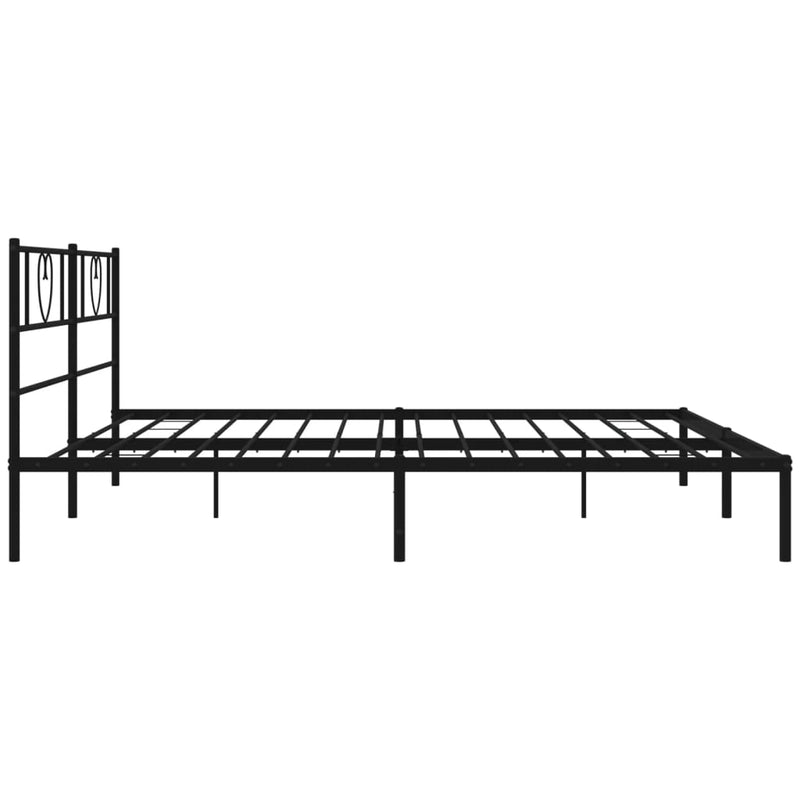 Metal Bed Frame without Mattress with Headboard Black 183x203 cm King