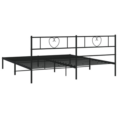 Metal Bed Frame without Mattress with Headboard Black 183x203 cm King