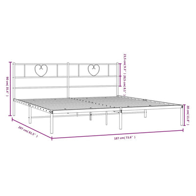 Metal Bed Frame without Mattress with Headboard Black 183x203 cm King