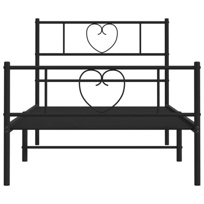 Metal Bed Frame without Mattress with Footboard Black 90x190 cm