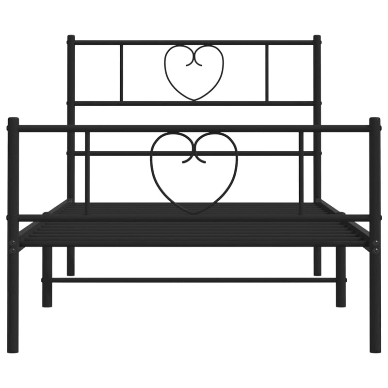 Metal Bed Frame without Mattress with Footboard Black 90x190 cm