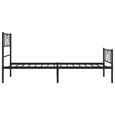 Metal Bed Frame without Mattress with Footboard Black 90x190 cm