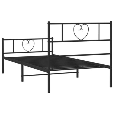 Metal Bed Frame without Mattress with Footboard Black 90x190 cm