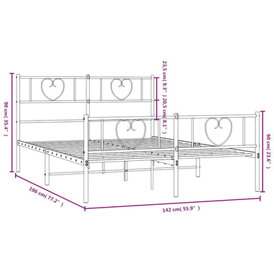 Metal Bed Frame without Mattress with Footboard Black 135x190 cm