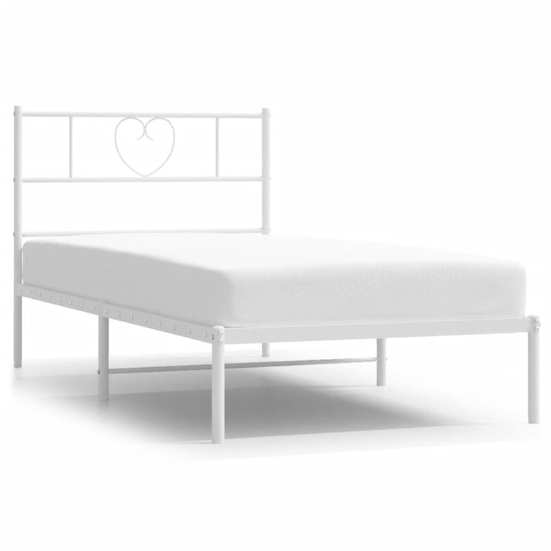 Metal Bed Frame without Mattress with Headboard White 90x190 cm