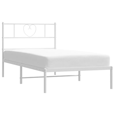 Metal Bed Frame without Mattress with Headboard White 90x190 cm