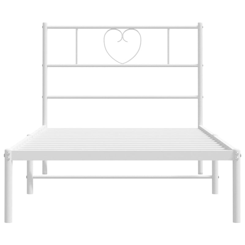 Metal Bed Frame without Mattress with Headboard White 90x190 cm