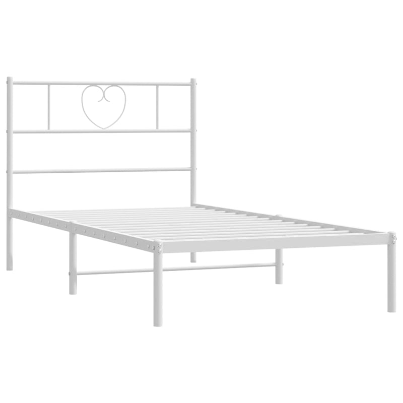 Metal Bed Frame without Mattress with Headboard White 90x190 cm