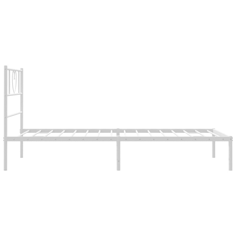 Metal Bed Frame without Mattress with Headboard White 90x190 cm