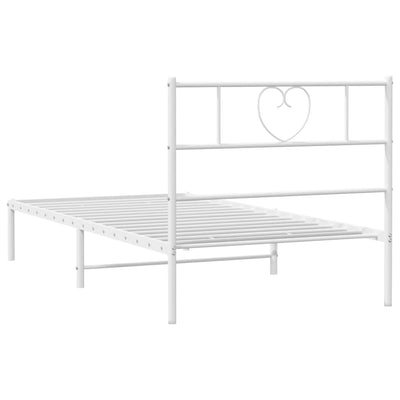 Metal Bed Frame without Mattress with Headboard White 90x190 cm