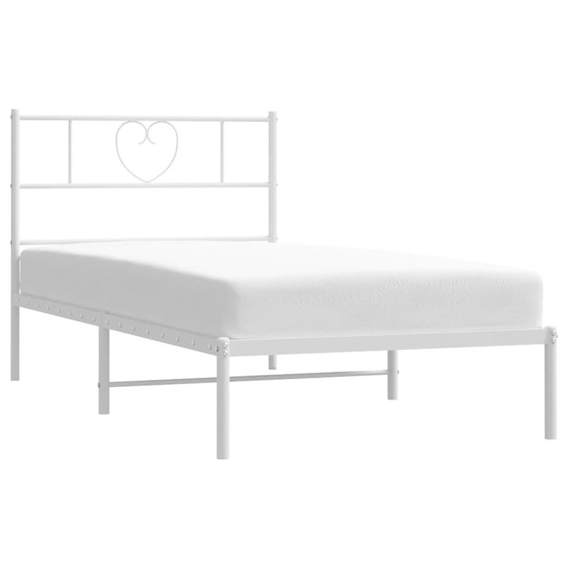 Metal Bed Frame without Mattress with Headboard White 107x203 cm King Single