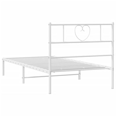 Metal Bed Frame without Mattress with Headboard White 107x203 cm King Single