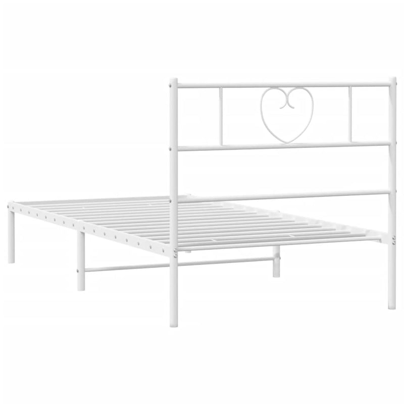 Metal Bed Frame without Mattress with Headboard White 107x203 cm King Single