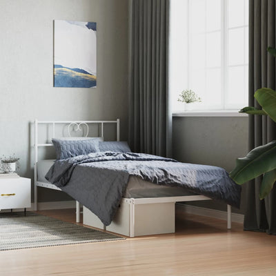 Metal Bed Frame without Mattress with Headboard White 107x203 cm King Single