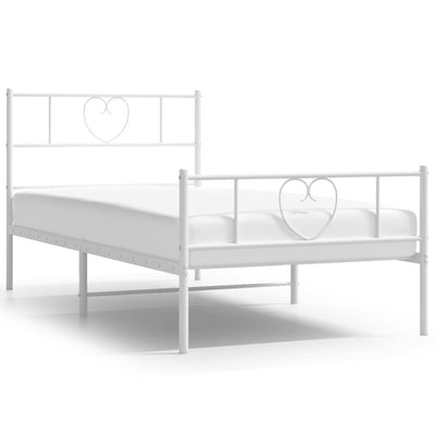 Metal Bed Frame without Mattress with Footboard White 90x190 cm