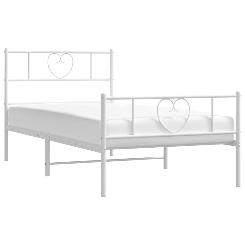 Metal Bed Frame without Mattress with Footboard White 90x190 cm