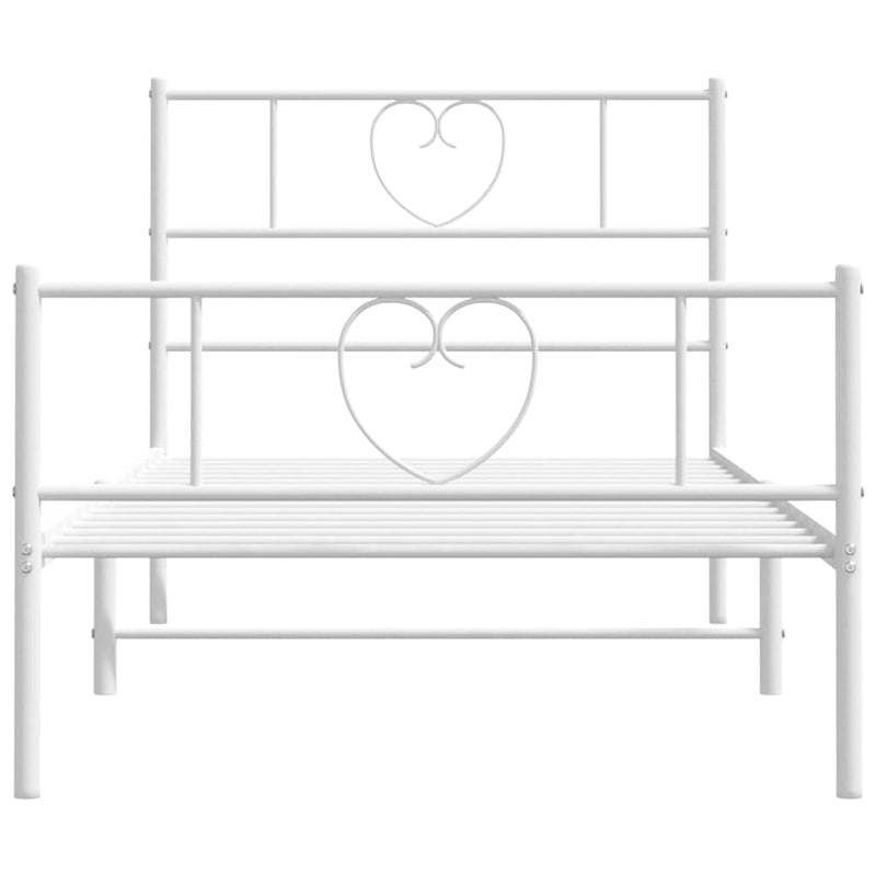 Metal Bed Frame without Mattress with Footboard White 90x190 cm