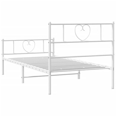 Metal Bed Frame without Mattress with Footboard White 90x190 cm