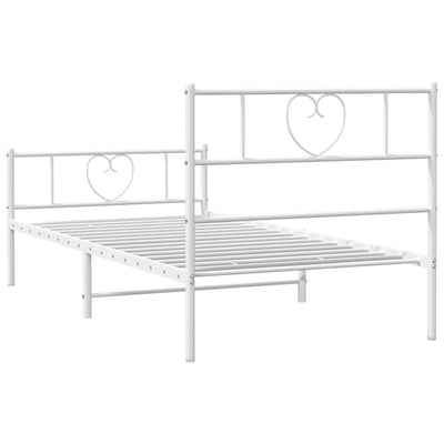 Metal Bed Frame without Mattress with Footboard White 107x203 cm King Single