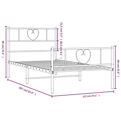 Metal Bed Frame without Mattress with Footboard White 107x203 cm King Single