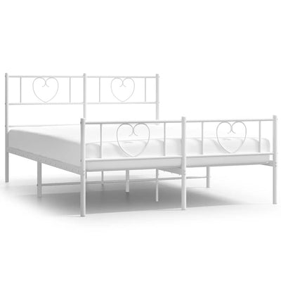 Metal Bed Frame without Mattress with Footboard White 135x190 cm