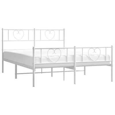 Metal Bed Frame without Mattress with Footboard White 135x190 cm