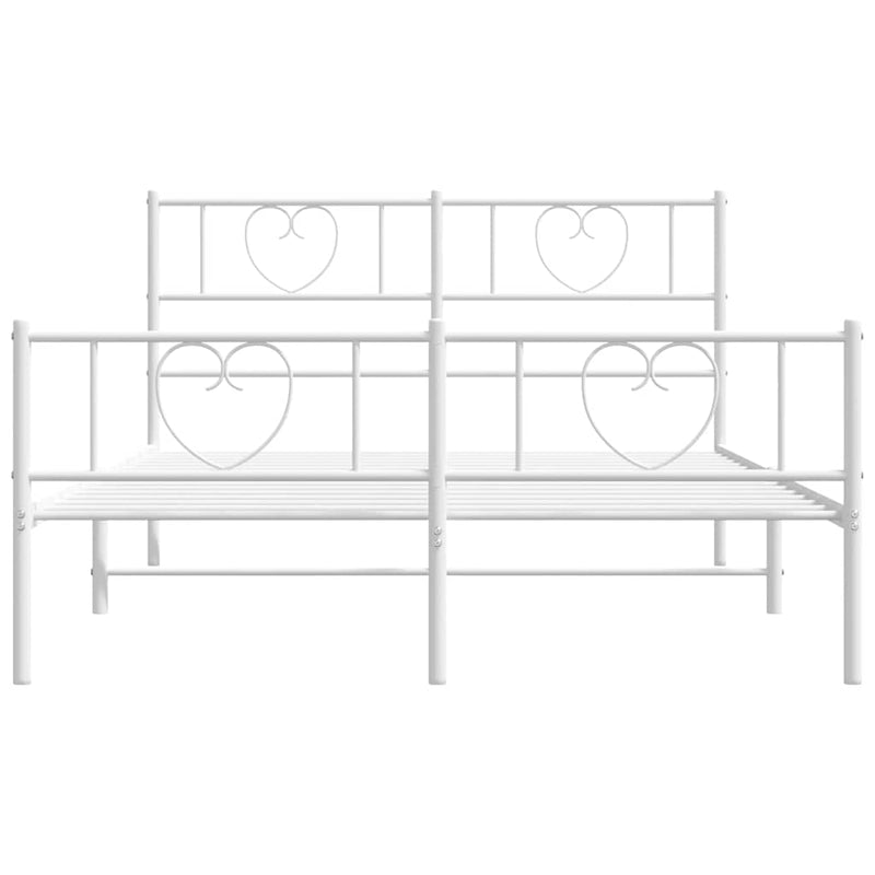 Metal Bed Frame without Mattress with Footboard White 135x190 cm