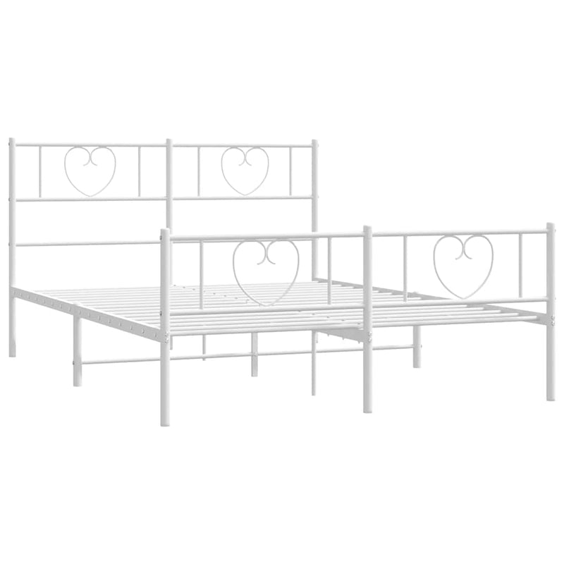 Metal Bed Frame without Mattress with Footboard White 135x190 cm