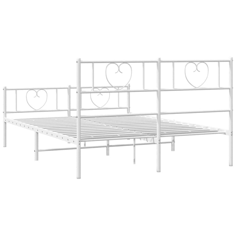 Metal Bed Frame without Mattress with Footboard White 135x190 cm