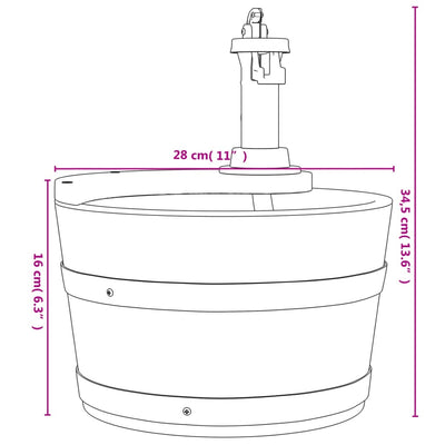 Water Fountain with Pump 28x28x34.5 cm Solid Wood Fir