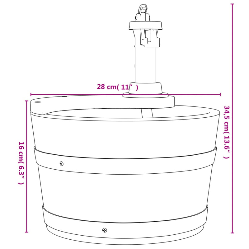 Water Fountain with Pump 28x28x34.5 cm Solid Wood Fir