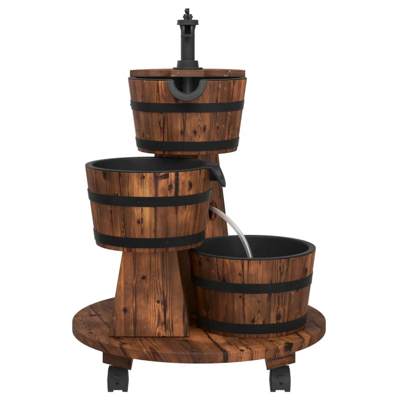 Wheeled Water Fountain with Pump 55x55x80 cm Solid Wood Fir