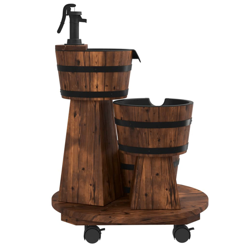 Wheeled Water Fountain with Pump 55x55x80 cm Solid Wood Fir