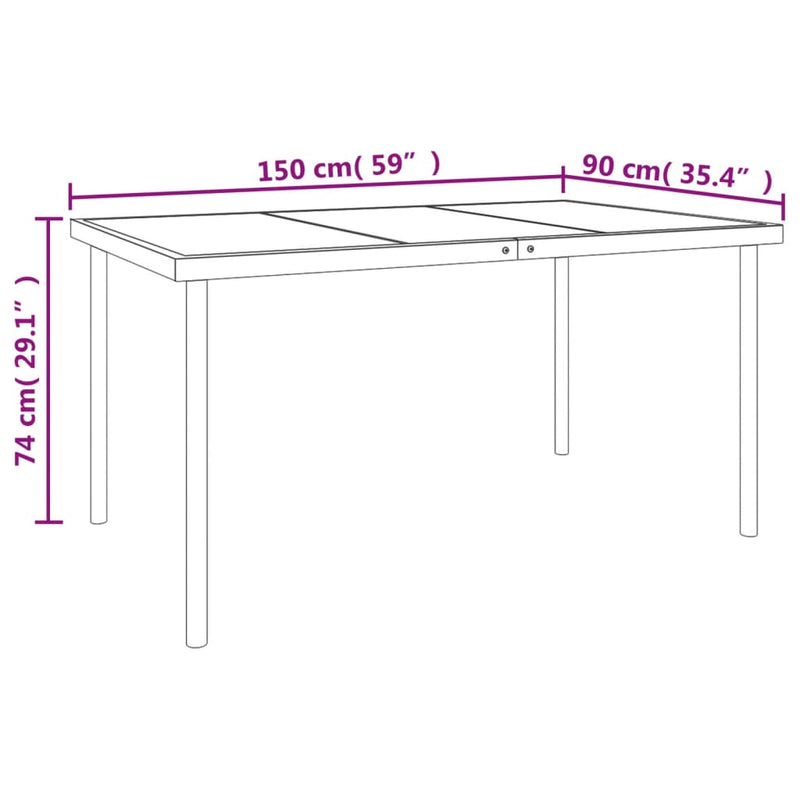 5 Piece Garden Dining Set Black Steel and Textilene