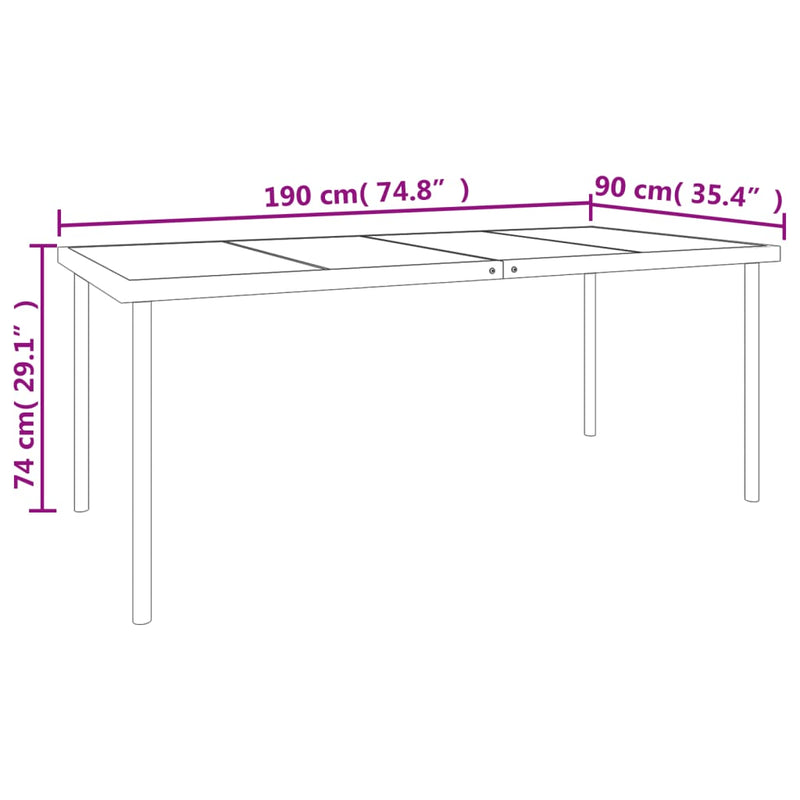 7 Piece Garden Dining Set Black Steel and Textilene